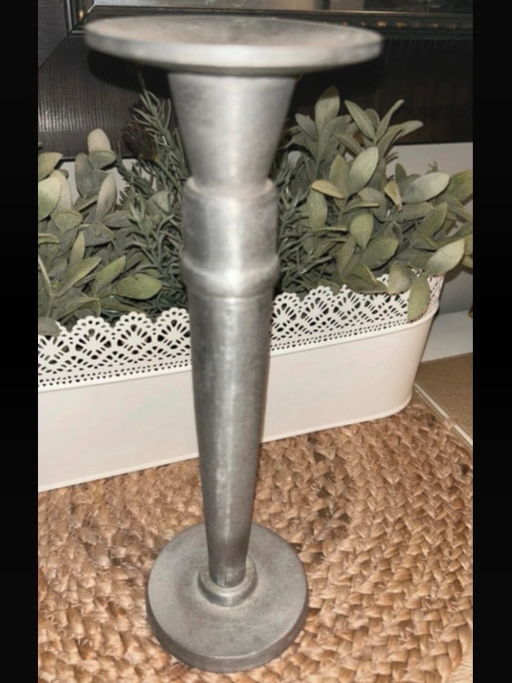 Illuminations pewter candlestick 11 inches tall.